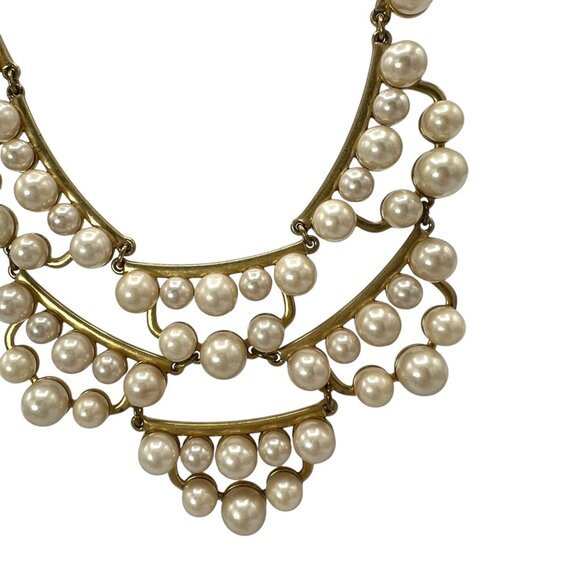 STELLA & DOT Kimberly Gold Tone Frances Pearls Statement Necklace Vintage - Picture 2 of 6